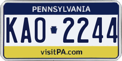 PA license plate KAO2244