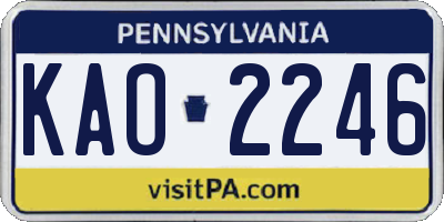 PA license plate KAO2246