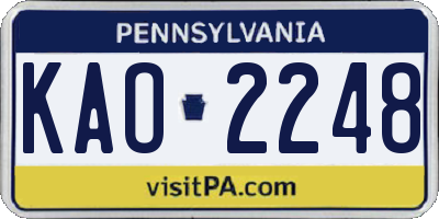 PA license plate KAO2248
