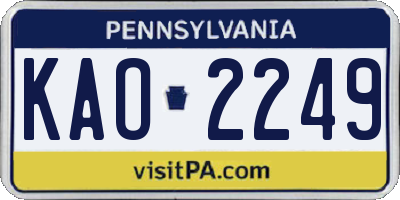 PA license plate KAO2249