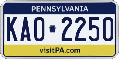 PA license plate KAO2250