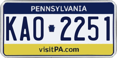 PA license plate KAO2251