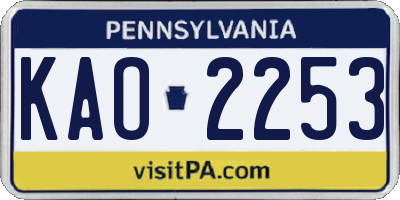 PA license plate KAO2253