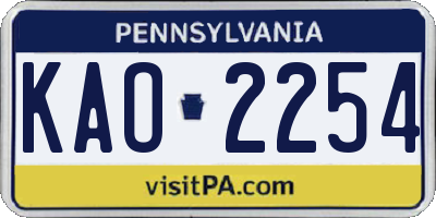 PA license plate KAO2254