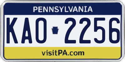 PA license plate KAO2256
