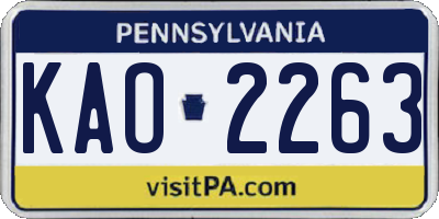 PA license plate KAO2263
