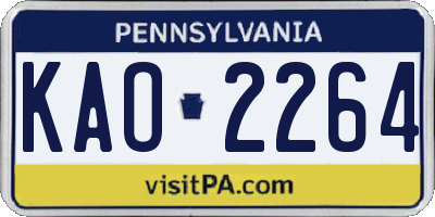PA license plate KAO2264