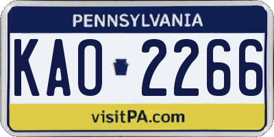 PA license plate KAO2266
