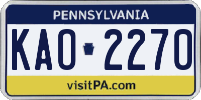 PA license plate KAO2270