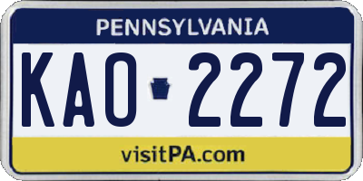 PA license plate KAO2272