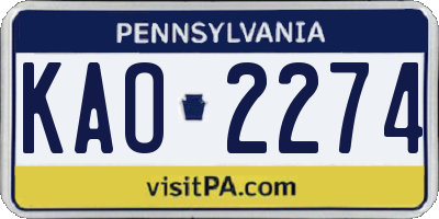 PA license plate KAO2274