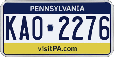 PA license plate KAO2276
