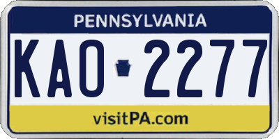 PA license plate KAO2277