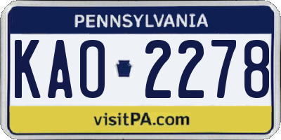 PA license plate KAO2278