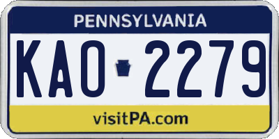 PA license plate KAO2279