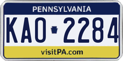 PA license plate KAO2284