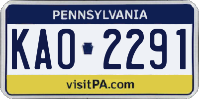 PA license plate KAO2291