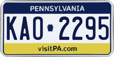 PA license plate KAO2295