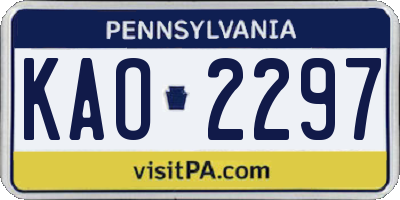 PA license plate KAO2297