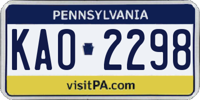 PA license plate KAO2298