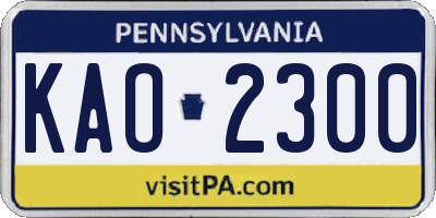 PA license plate KAO2300