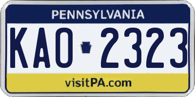 PA license plate KAO2323