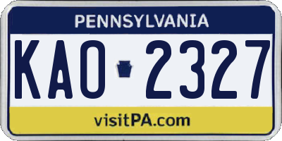 PA license plate KAO2327