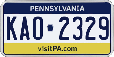 PA license plate KAO2329