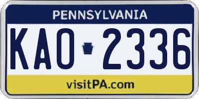 PA license plate KAO2336