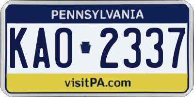 PA license plate KAO2337