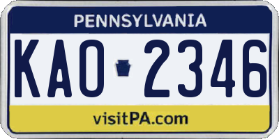PA license plate KAO2346