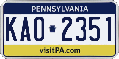 PA license plate KAO2351
