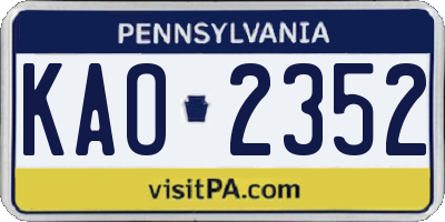 PA license plate KAO2352