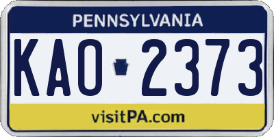 PA license plate KAO2373