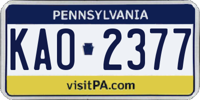PA license plate KAO2377