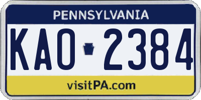 PA license plate KAO2384