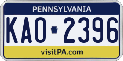 PA license plate KAO2396