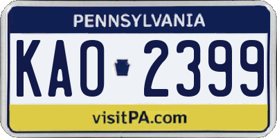 PA license plate KAO2399