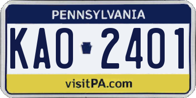 PA license plate KAO2401