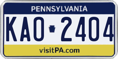 PA license plate KAO2404