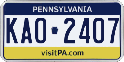 PA license plate KAO2407