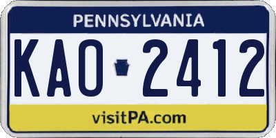 PA license plate KAO2412