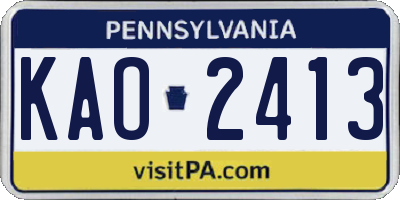 PA license plate KAO2413