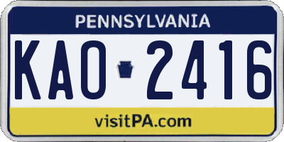 PA license plate KAO2416