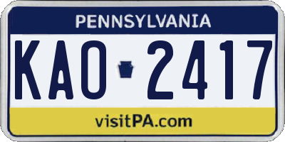 PA license plate KAO2417
