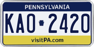 PA license plate KAO2420