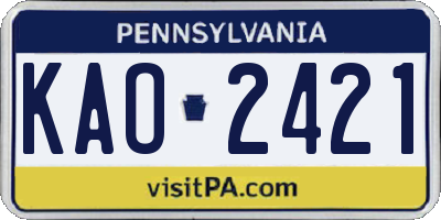 PA license plate KAO2421