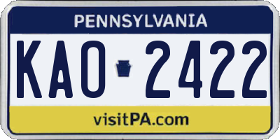 PA license plate KAO2422