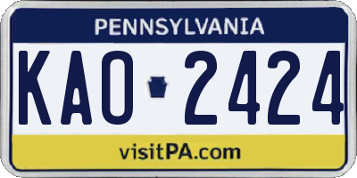 PA license plate KAO2424