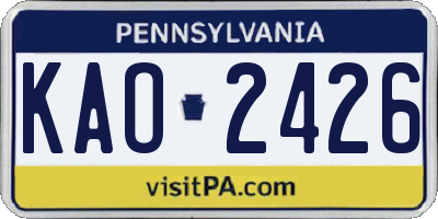 PA license plate KAO2426